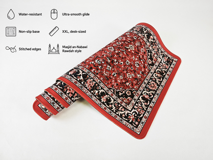 RawdahDesk Masjid an-Nabawi Rawdah XXL Mousepad, Red, Historic Design