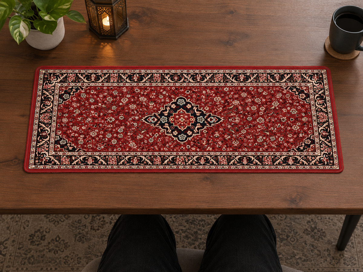 RawdahDesk Masjid an-Nabawi Rawdah XXL Mousepad, Red, Historic Design