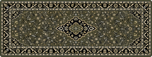 RawdahDesk XXL desk mat, black and olive, current Rawdah carpet design