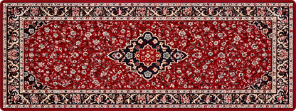 RawdahDesk XXL desk mat, red and navy, historic Rawdah carpet design